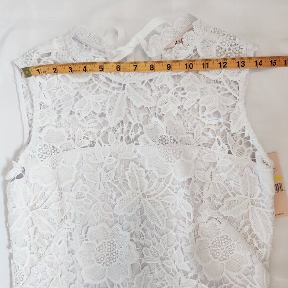 NWT Nanette Lepore Medium White Lace Sleeveless Top Cottagecore Coquette Boho - Picture 9 of 12